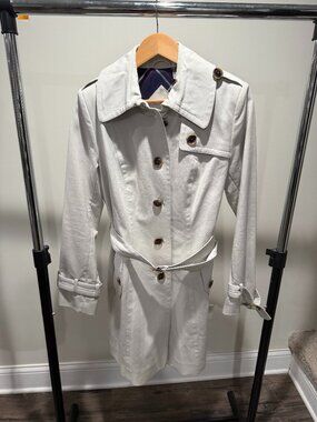 Pendleton Cream Trench Coat Women’s 8 Petite Belted Classic Jacket